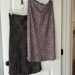 2 midi skirts size small,med  Polka dot Leith grey print Loft from Nordstrom EUC